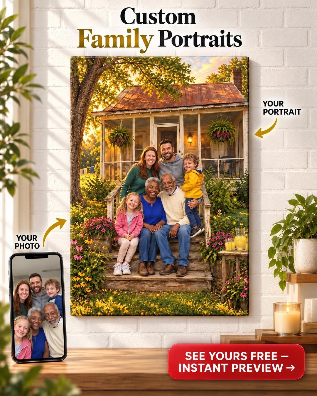 The Home Place Custom Portrait from Photo | Personalized Childhood Home Gift