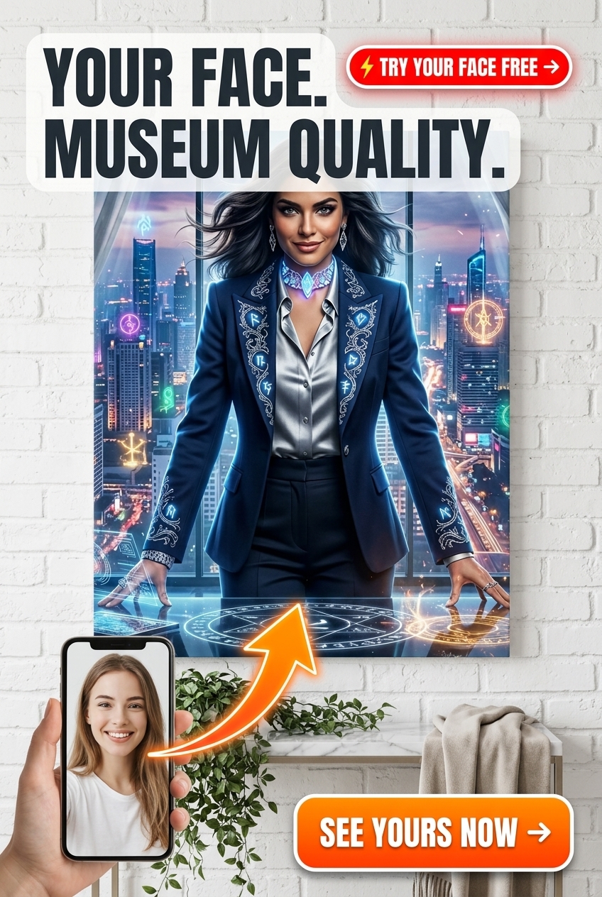 Custom Cyberpunk Woman Portrait — Heroic Executive Canvas from Photo
