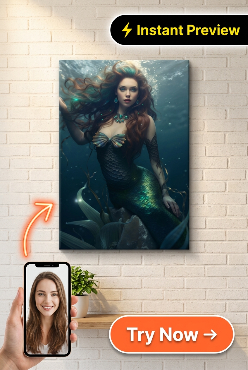 Mermaid Custom Portrait from Photo | Personalized Gift for Her