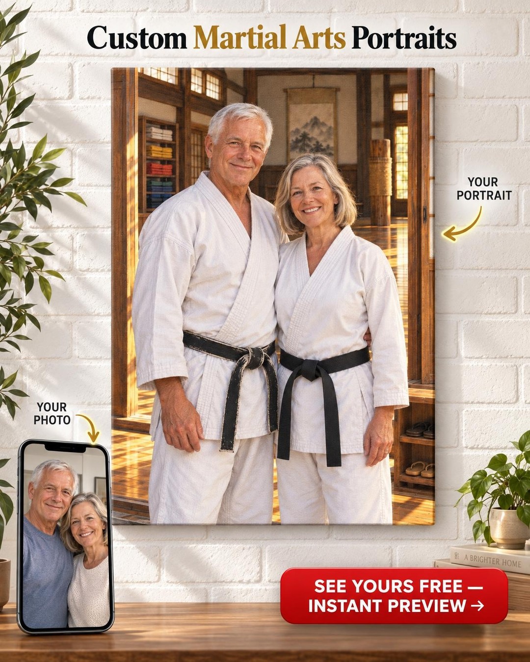 Training Partners Couple Custom Portrait from Photo | Personalized Martial Arts Gift