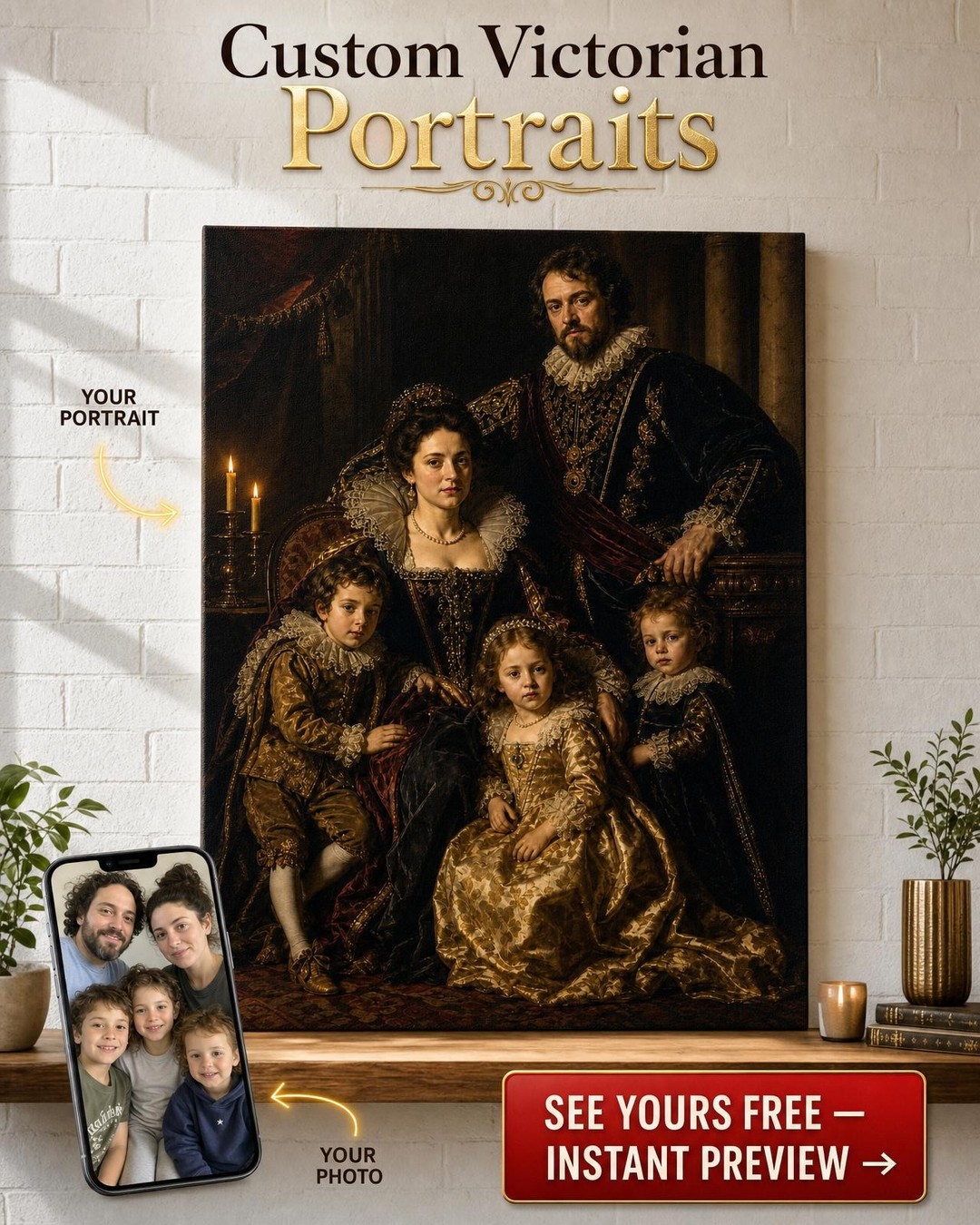Custom Baroque Family Portrait — Regal AI Art from Photo