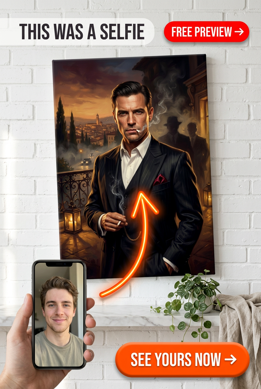 Custom Royal Single-Man Portrait — Regal Suit Canvas from Photo