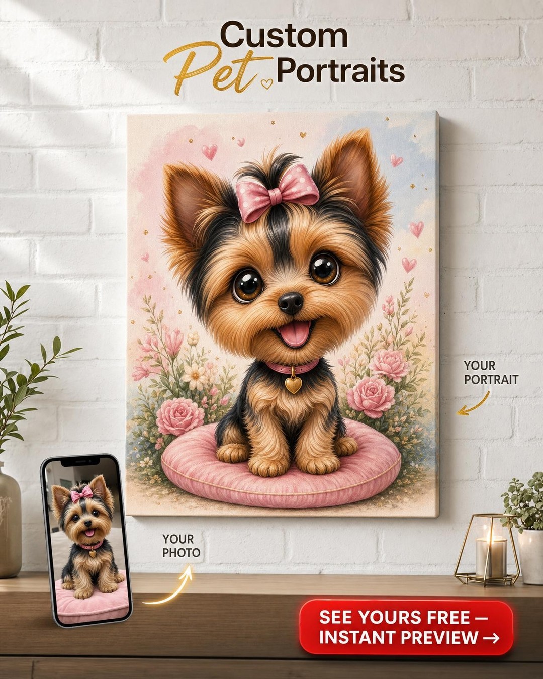 Whimsical Caricature Pet Portrait | Custom Canvas