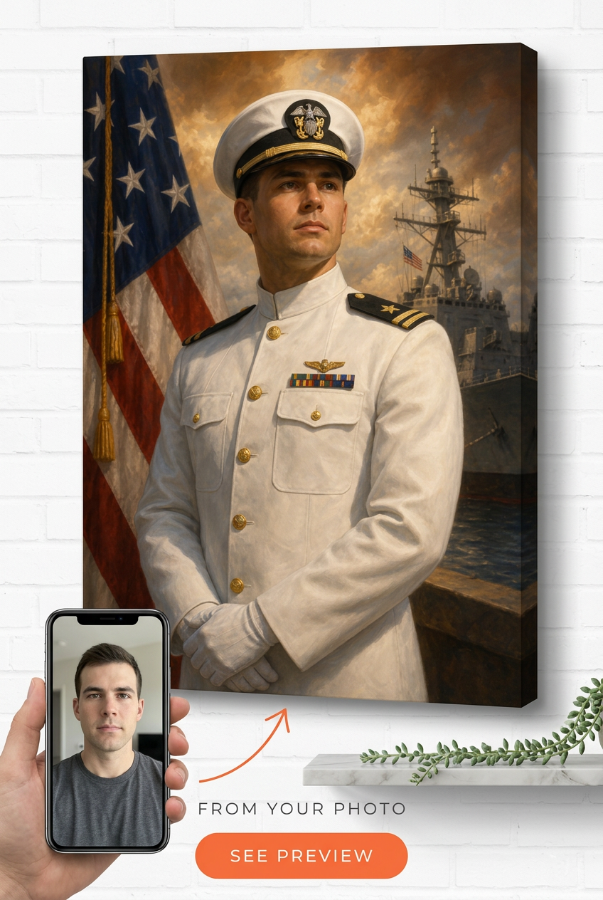 Navy Service Custom Portrait from Photo | Personalized Undefined Gift