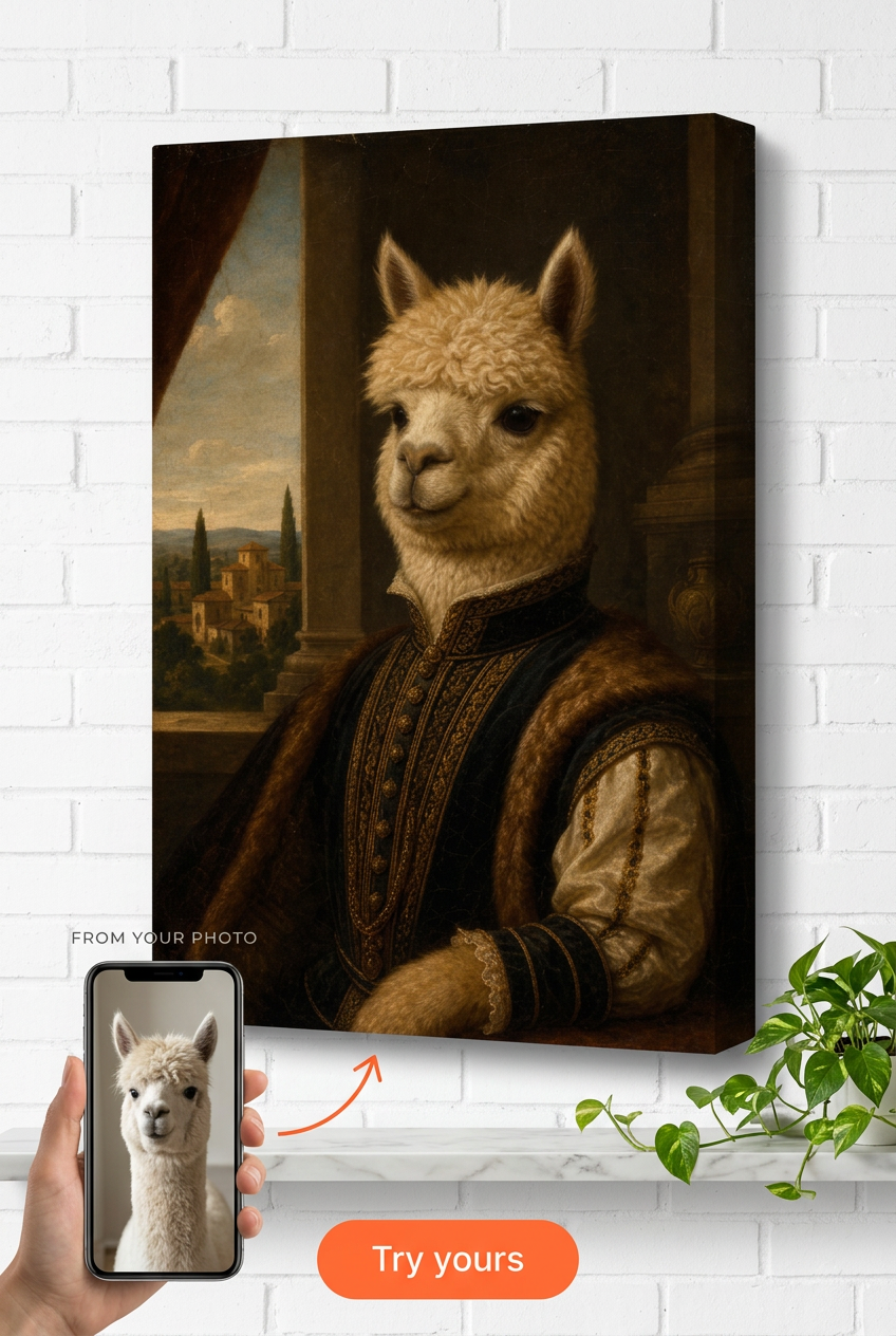 Custom Renaissance Pet Portrait — Whimsical Dog Canvas from Photo