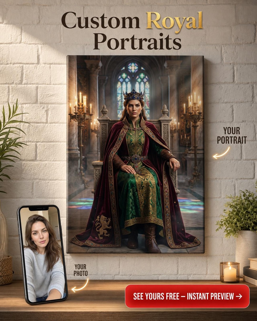 Custom Royal Man Portrait — Regal Canvas from Photo