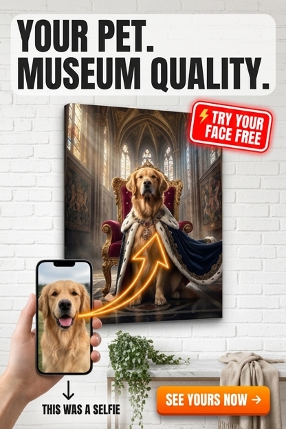 Custom Royal Pet Portrait — Regal Dog Canvas from Photo