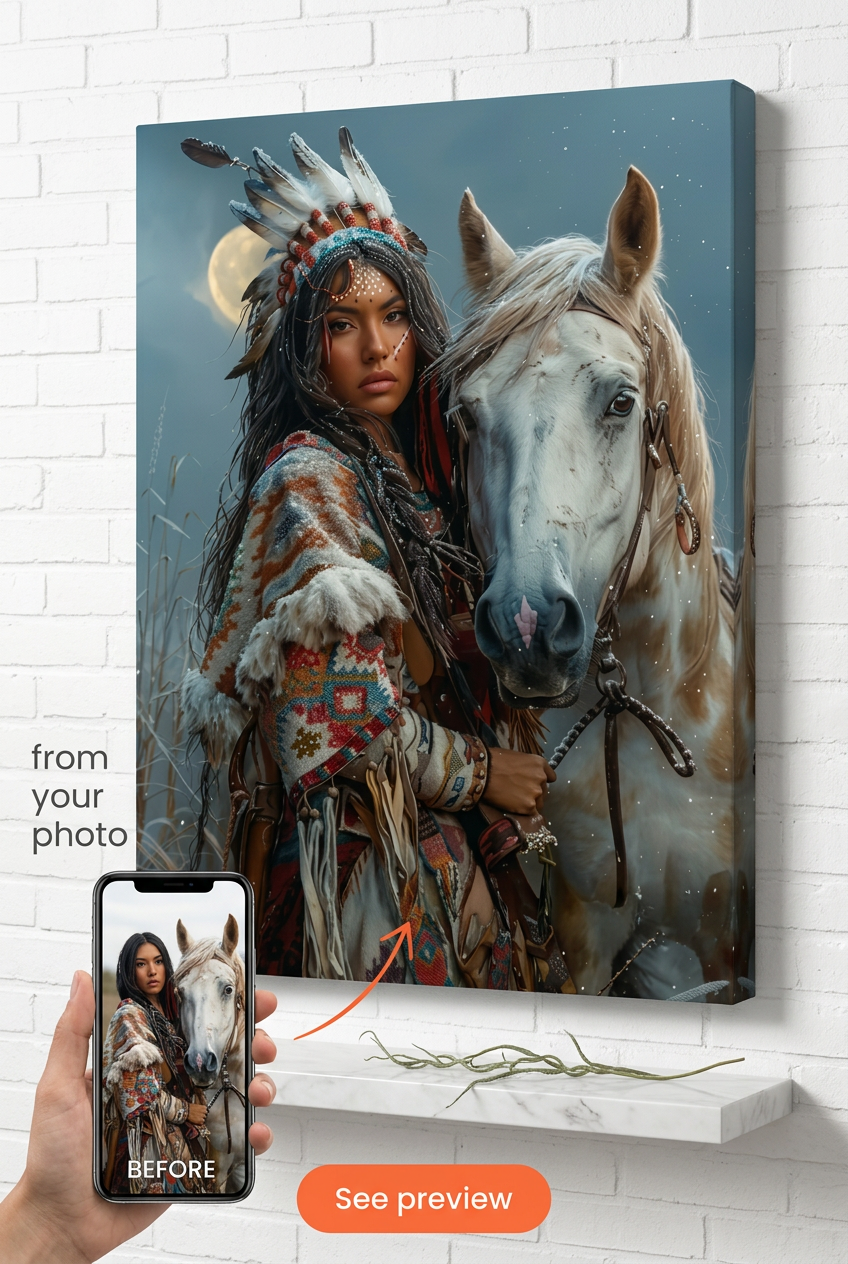 Native American-Inspired Custom Portrait from Photo | Personalized Gift for Her