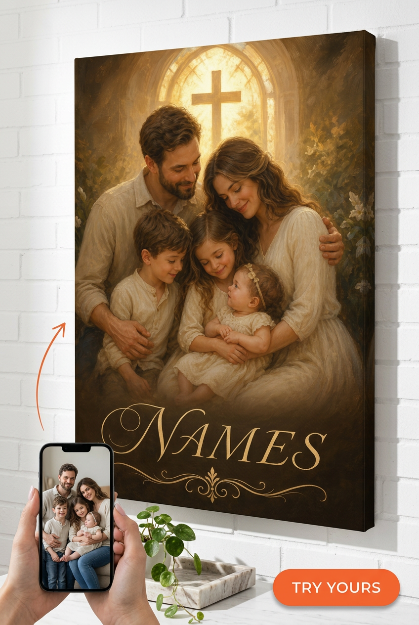 Christian Family Portrait Custom Portrait from Photo | Personalized Gift