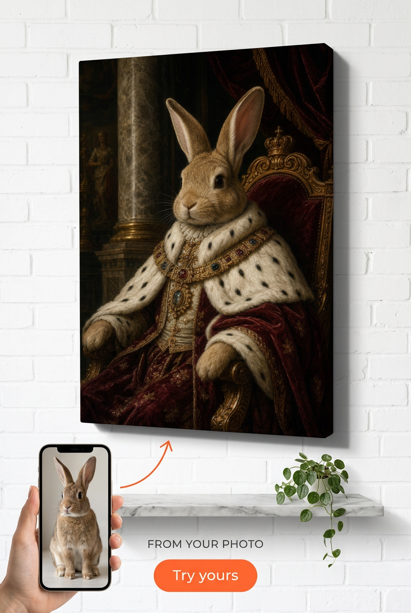 Custom Royal Cat Portrait — Regal Pet Canvas