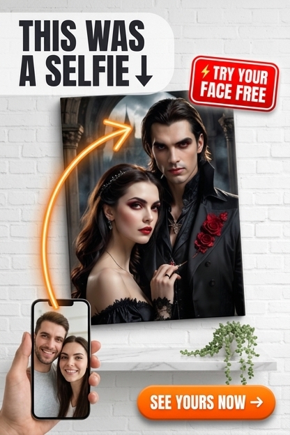 Gothic-Inspired Custom Portrait from Photo | Personalized Canvas Gift for Couples