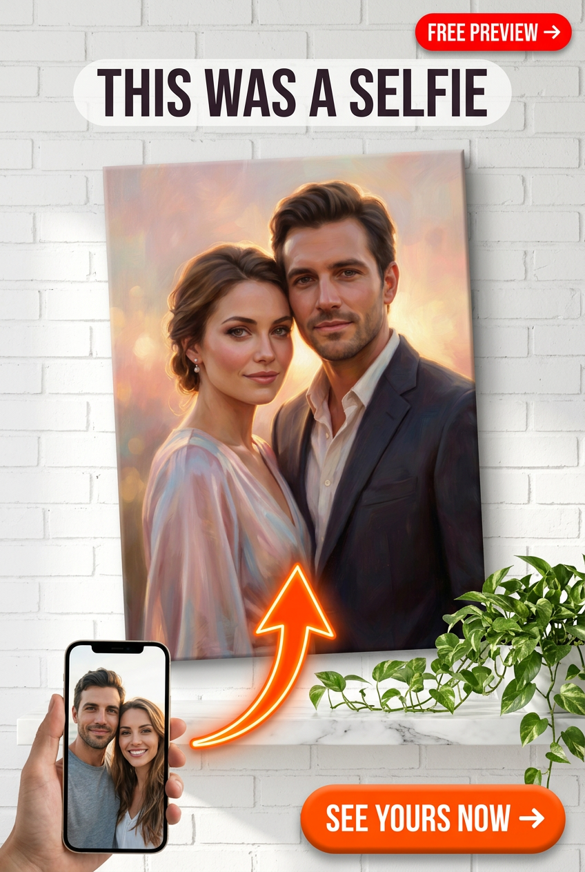 Custom Sunset Couple Portrait — Romantic AI Art from Photo