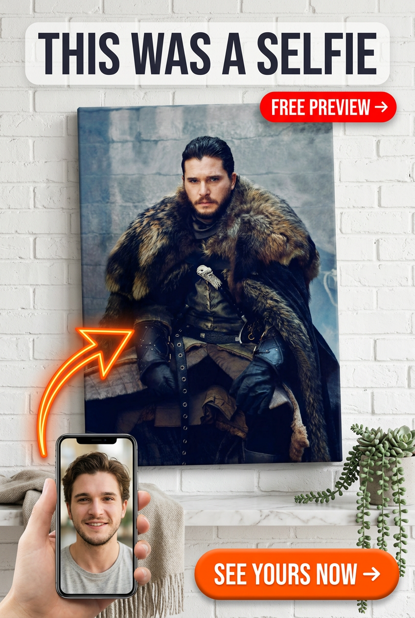 Custom Fantasy Man Portrait — Heroic Warrior Canvas from Photo