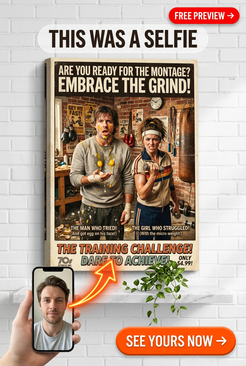 Custom Boxing Single Man Portrait — Whimsical Kitchen Couple Canvas