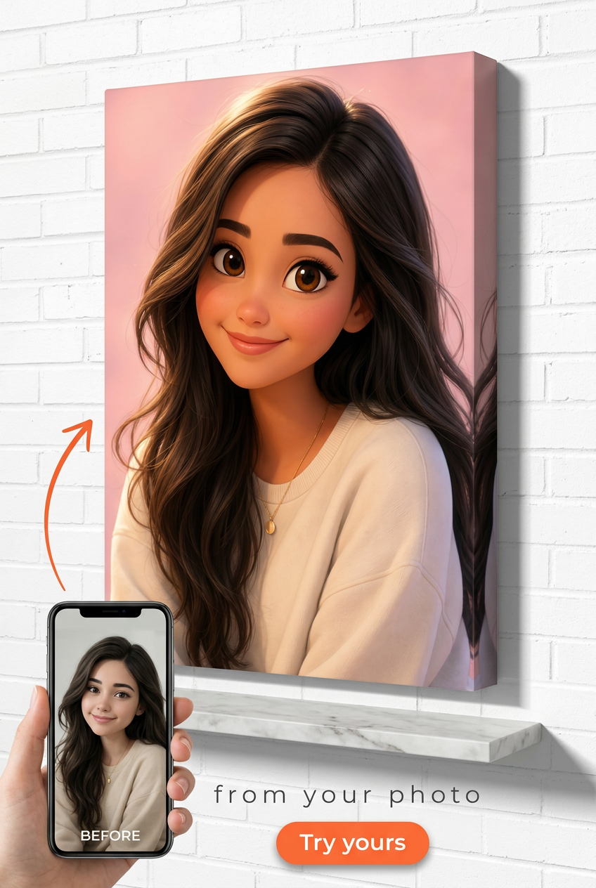Custom Pixar Woman Portrait — Whimsical Art from Photo
