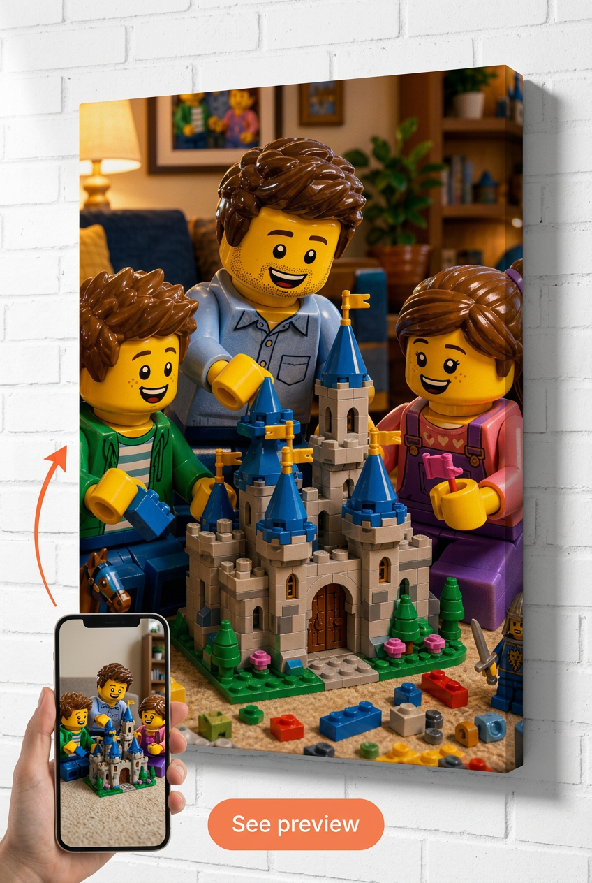Custom Brick Minifigure Dad Portrait from Photo | Personalized Undefined Gift