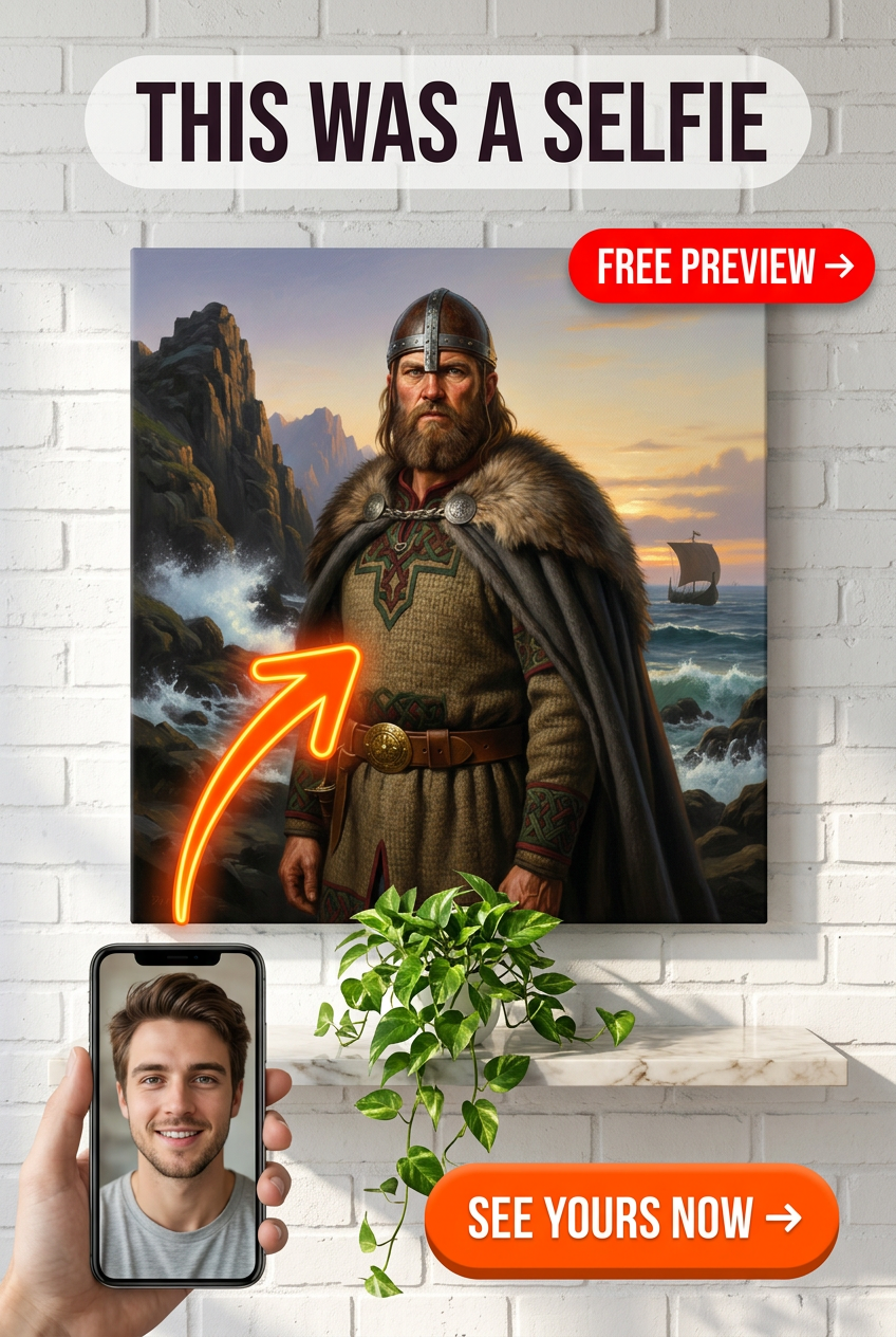 Custom Viking Warrior Portrait for Men — Heroic Canvas Art from Photo