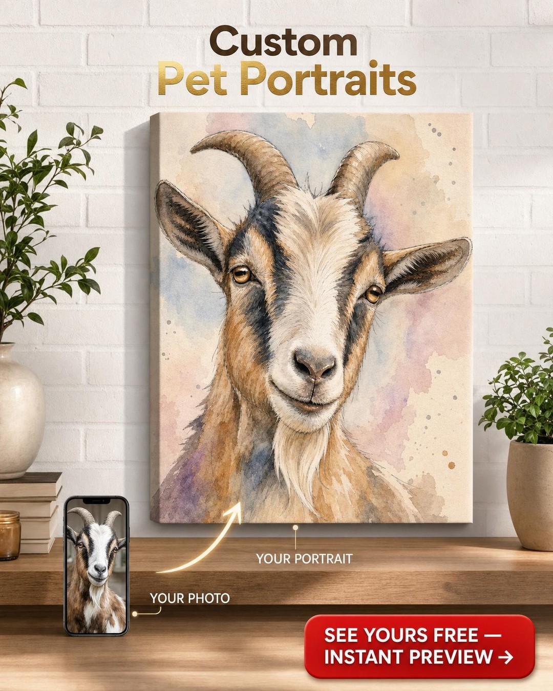 Custom Watercolor Pet Portrait — Whimsical Dog Art from Photo