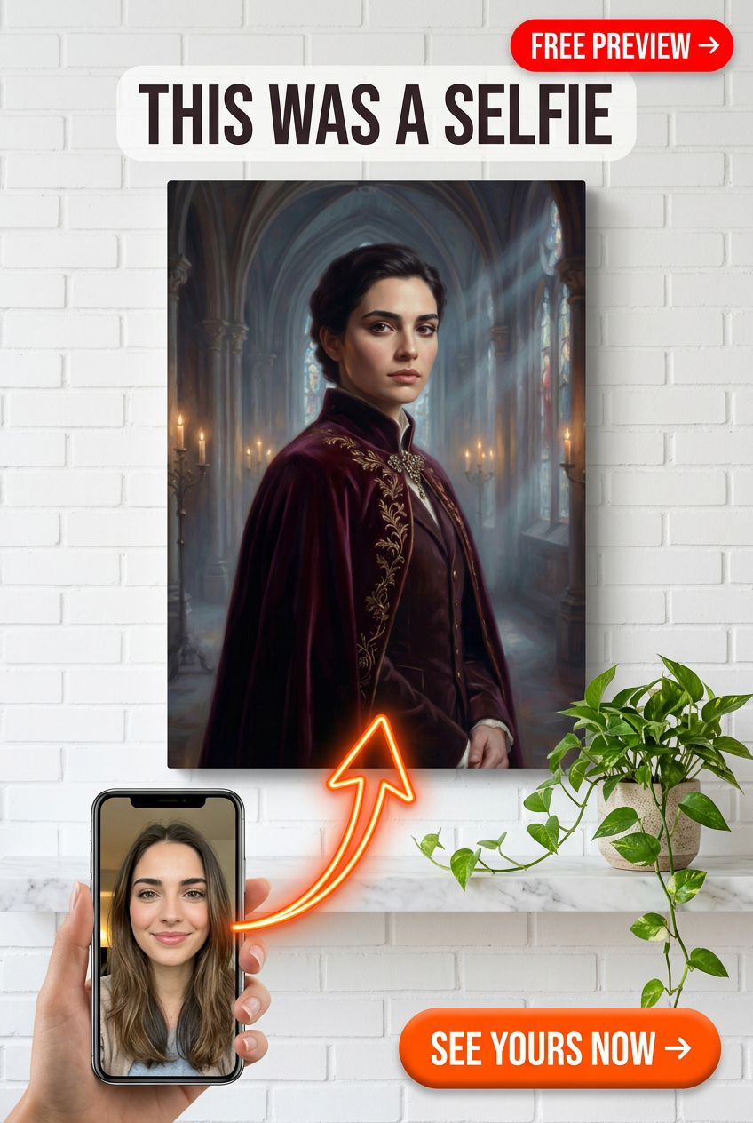 Custom Royal Woman Portrait — Regal Velvet Cloak Canvas from Photo
