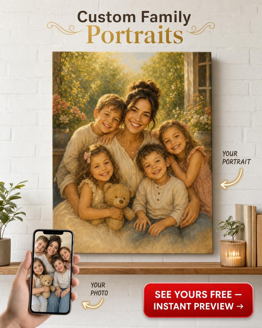 Custom Nanny Portrait Gift Canvas
