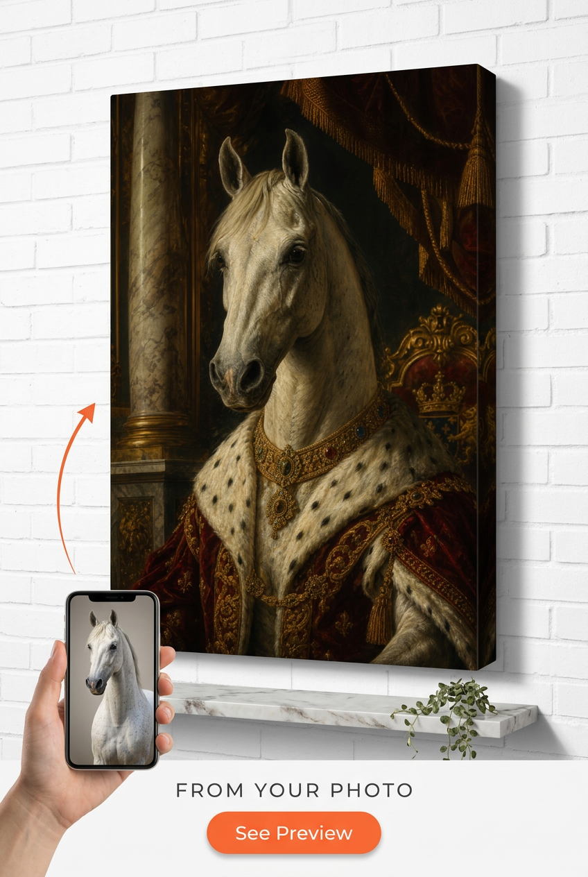 Custom Royal Dog Portrait — Regal Pet Canvas from Photo