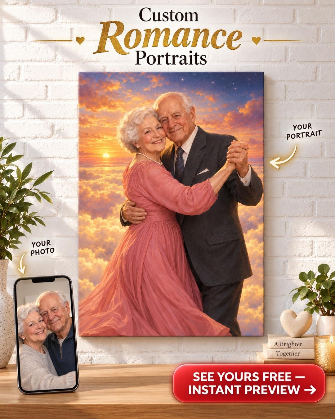 Dancing in Heaven Memorial Portrait Custom Portrait from Photo | Personalized Memorial Portrait Gift