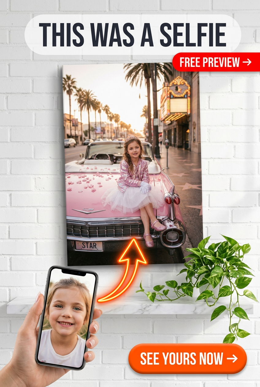 Hollywood Star Custom Portrait | Personalized Kids Car Portrait