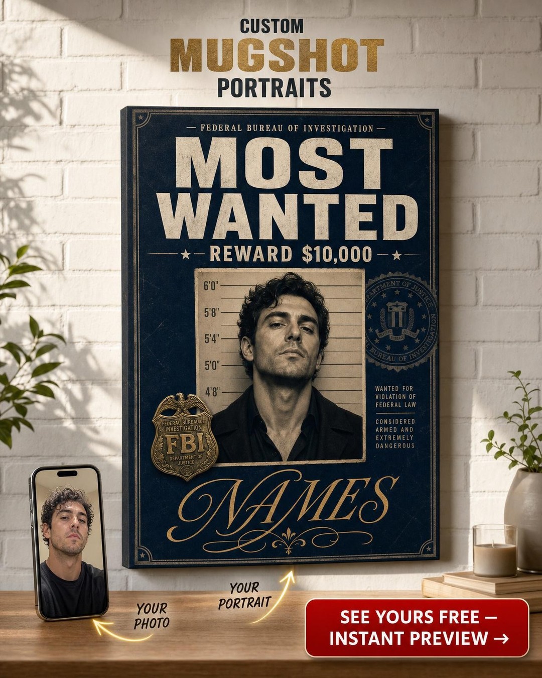 Custom Wild West Wanted Poster Portrait