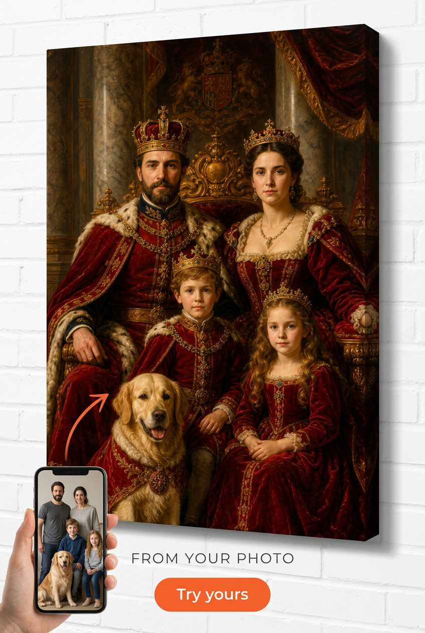 Custom Royal Family Portrait — Regal Canvas from Photo