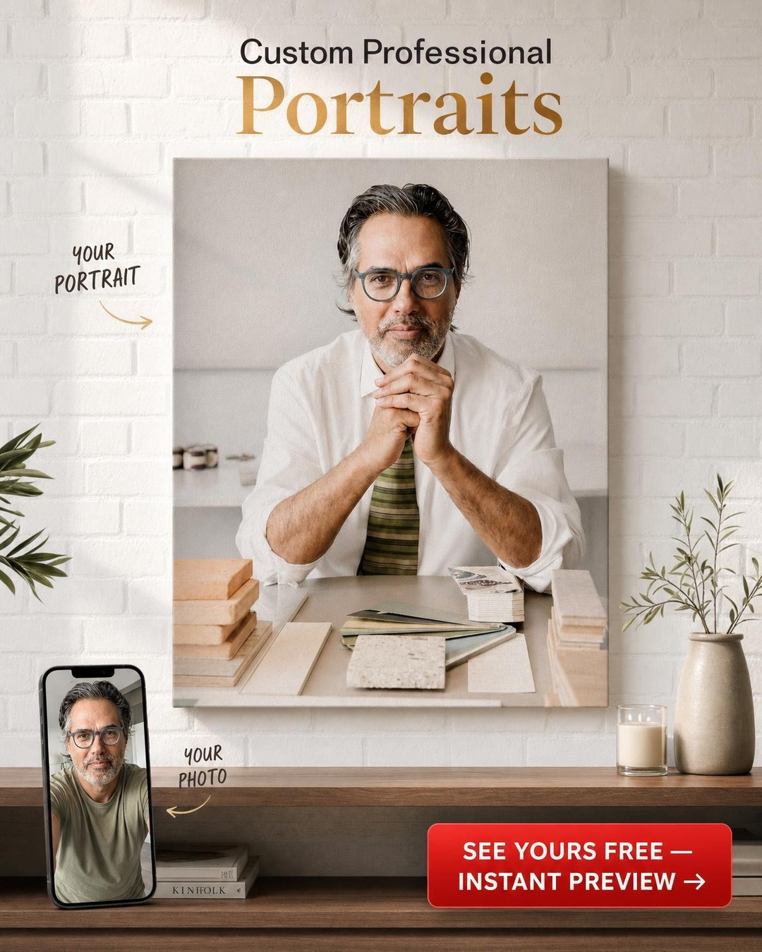 Premium Custom Portrait from Photo | Personalized Canvas Gift