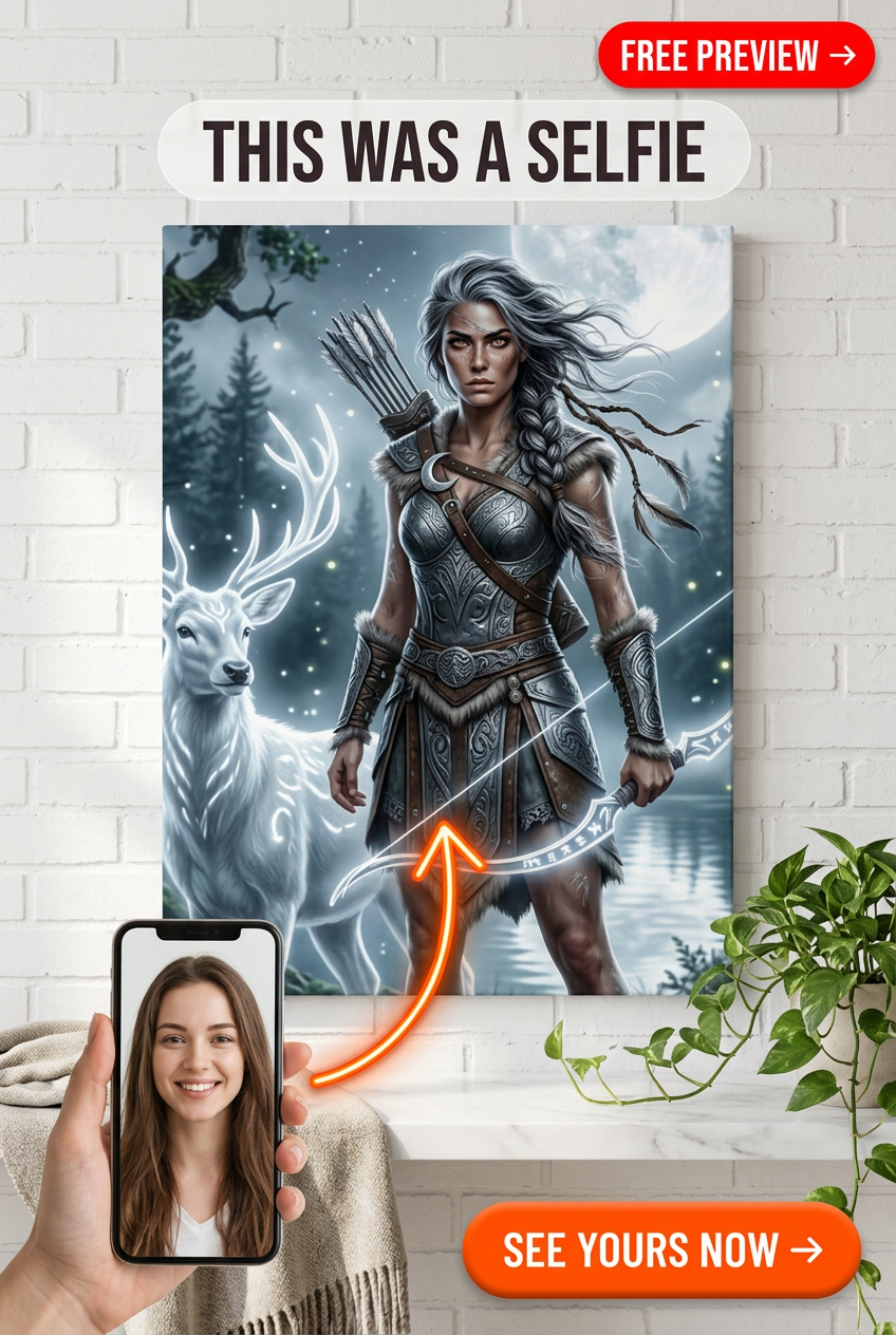 Custom Fantasy Woman Portrait — Heroic Archer from Photo Canvas