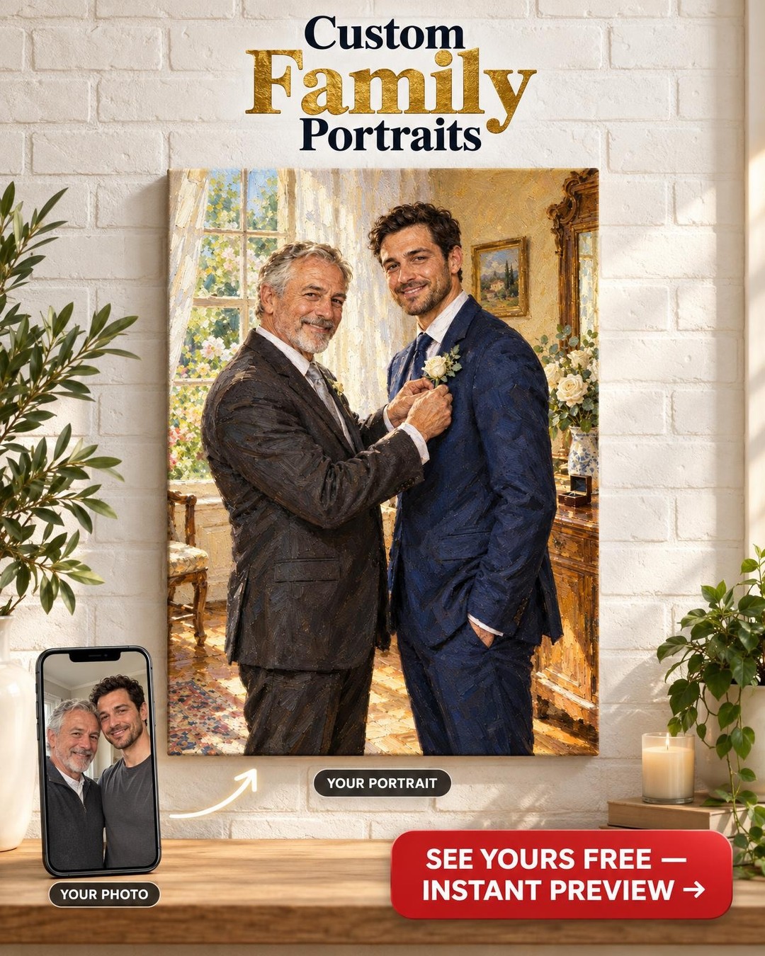 Father of the Groom Custom Portrait from Photo | Personalized Gift for Dad