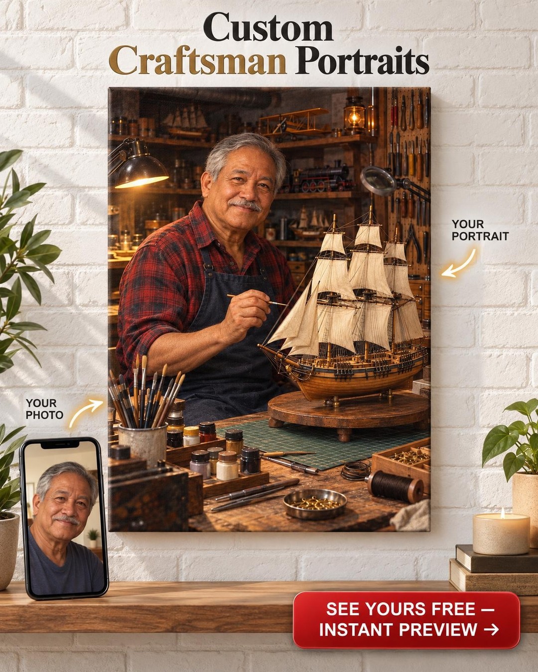 The Workbench Custom Portrait from Photo | Personalized Toy Collector Gift