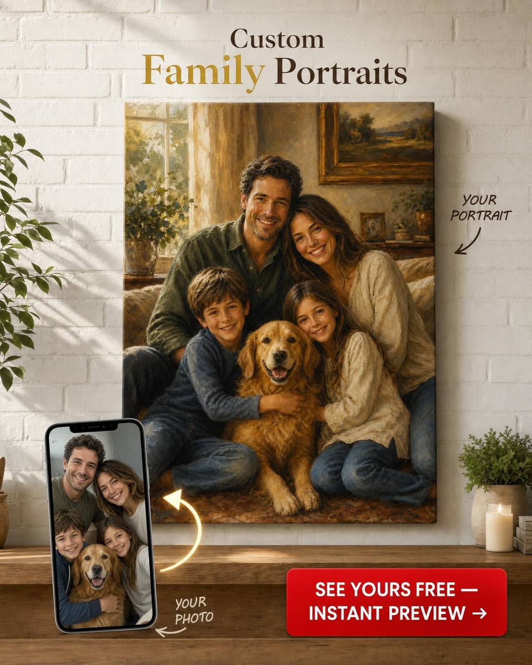 Custom Family Portrait — Serene AI Art from Your Photo