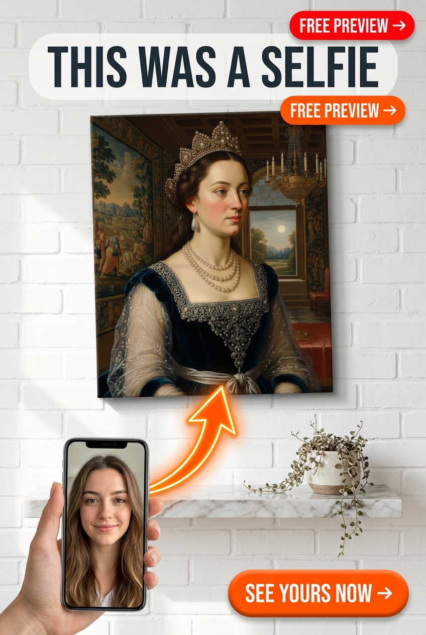 Custom Royal Woman Portrait — Regal Crown Canvas from Photo