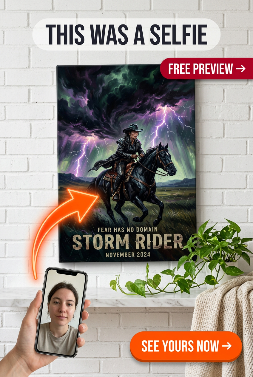 Thunderstorm Warrior Cowgirl Portrait | Personalized Cowgirl Gift