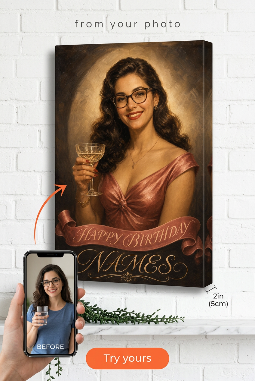 Custom 1940s Hollywood Birthday Star Portrait from Photo | Personalized Gift