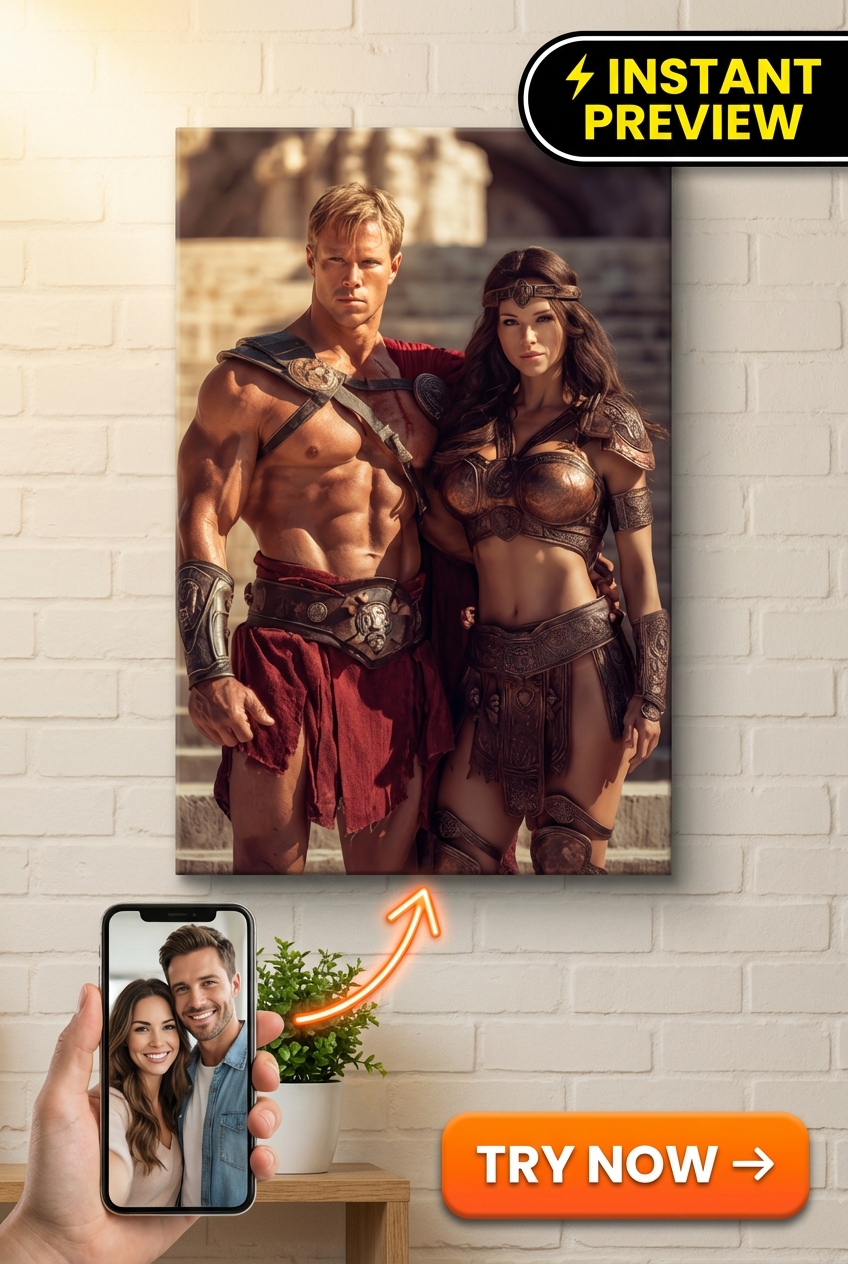 Romeins Geïnspireerd Aangepast Portret | Gepersonaliseerd Canvas Cadeau voor Stellen
