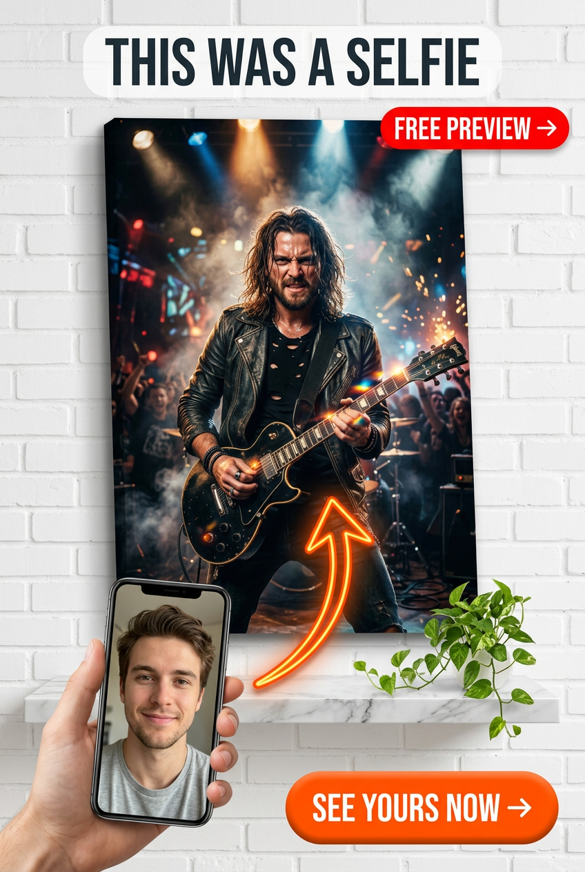 Custom Musician Portrait for Man — Festive Stage Performance Canvas