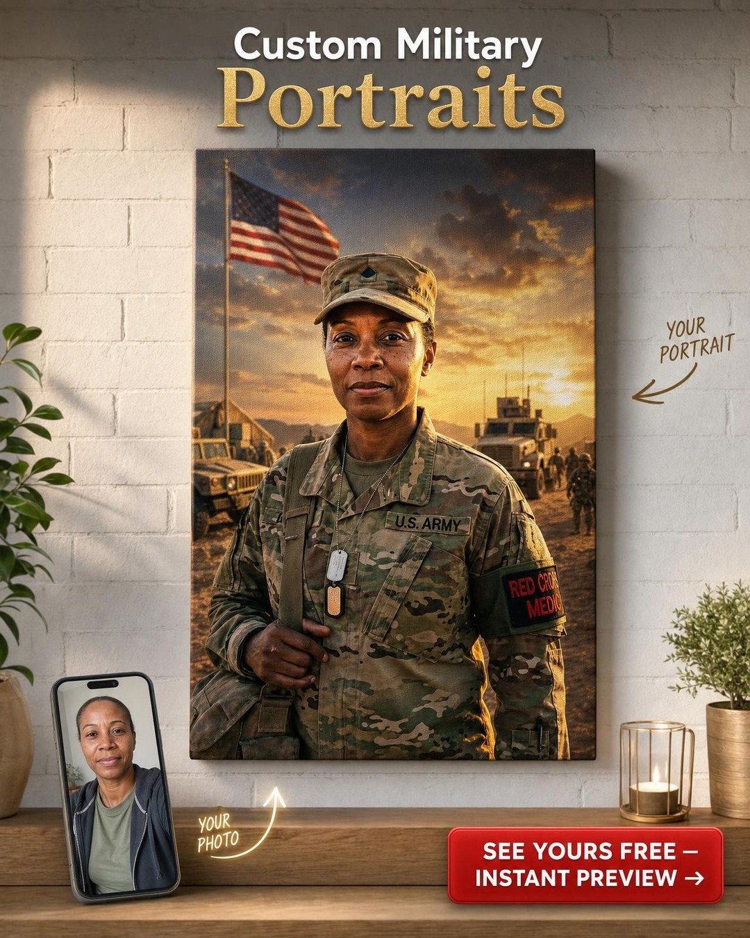 Heroic Military Portrait Gift | Custom Canvas