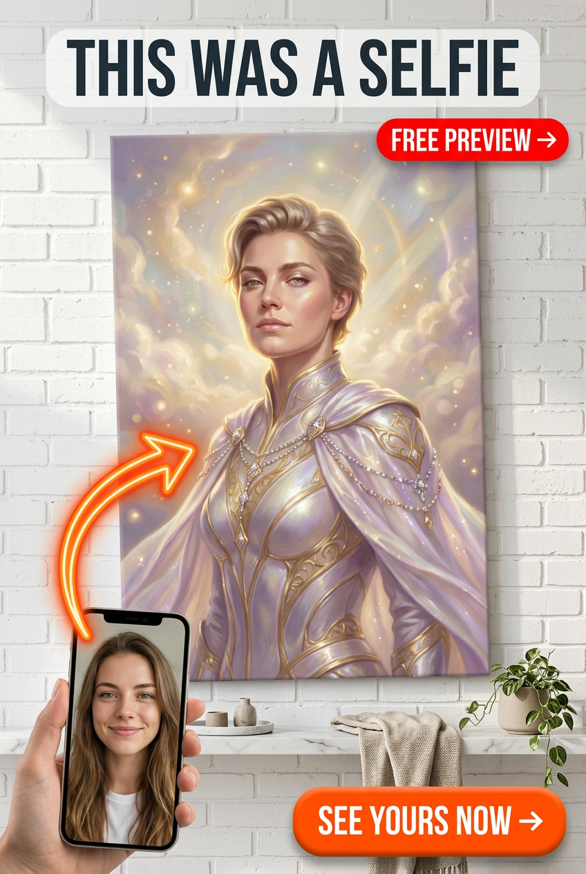 Custom Fantasy Woman Portrait — Heroic Armor Canvas from Photo