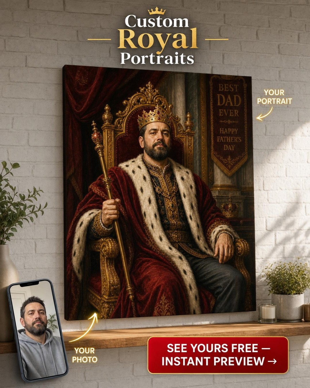 Custom Royal Single-Man Portrait — Heroic King