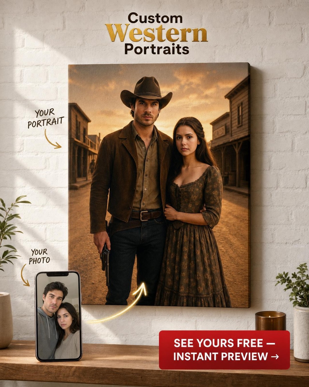 Custom Cowboy Couple Portrait
