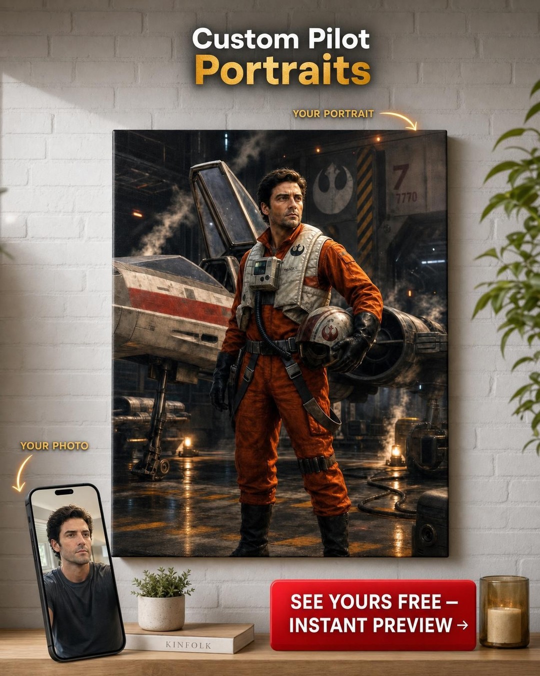 Starfighter Pilot Portrait – Custom Canvas Gift