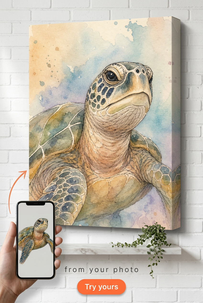 Custom Watercolor Cat Portrait — Serene Pet Canvas Art
