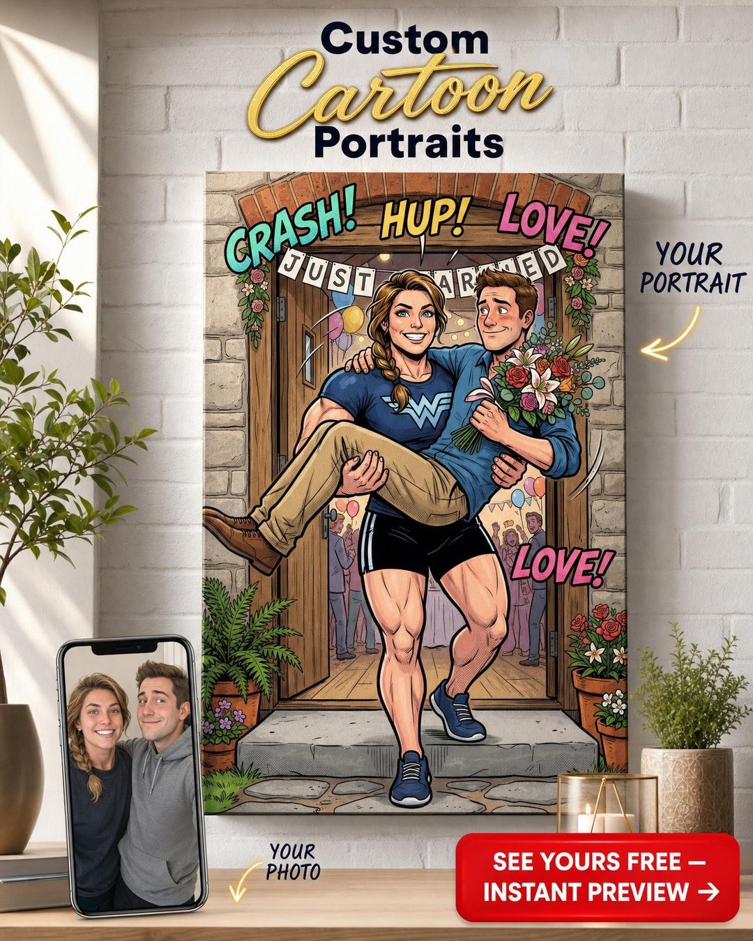Festive Wedding Portrait Canvas — Capture Your Day