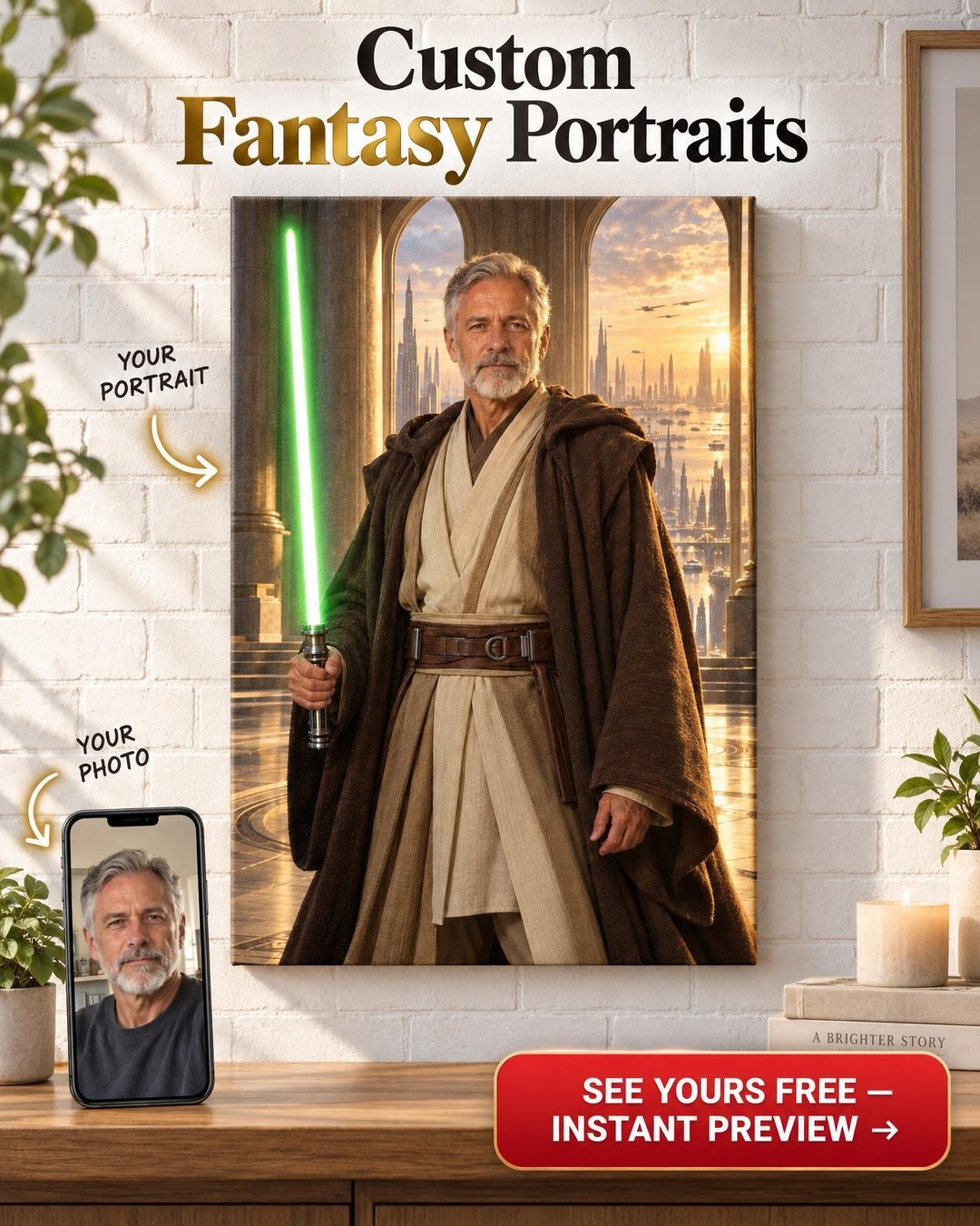 Grand Master of the Temple Custom Portrait from Photo | Personalized For Him Gift