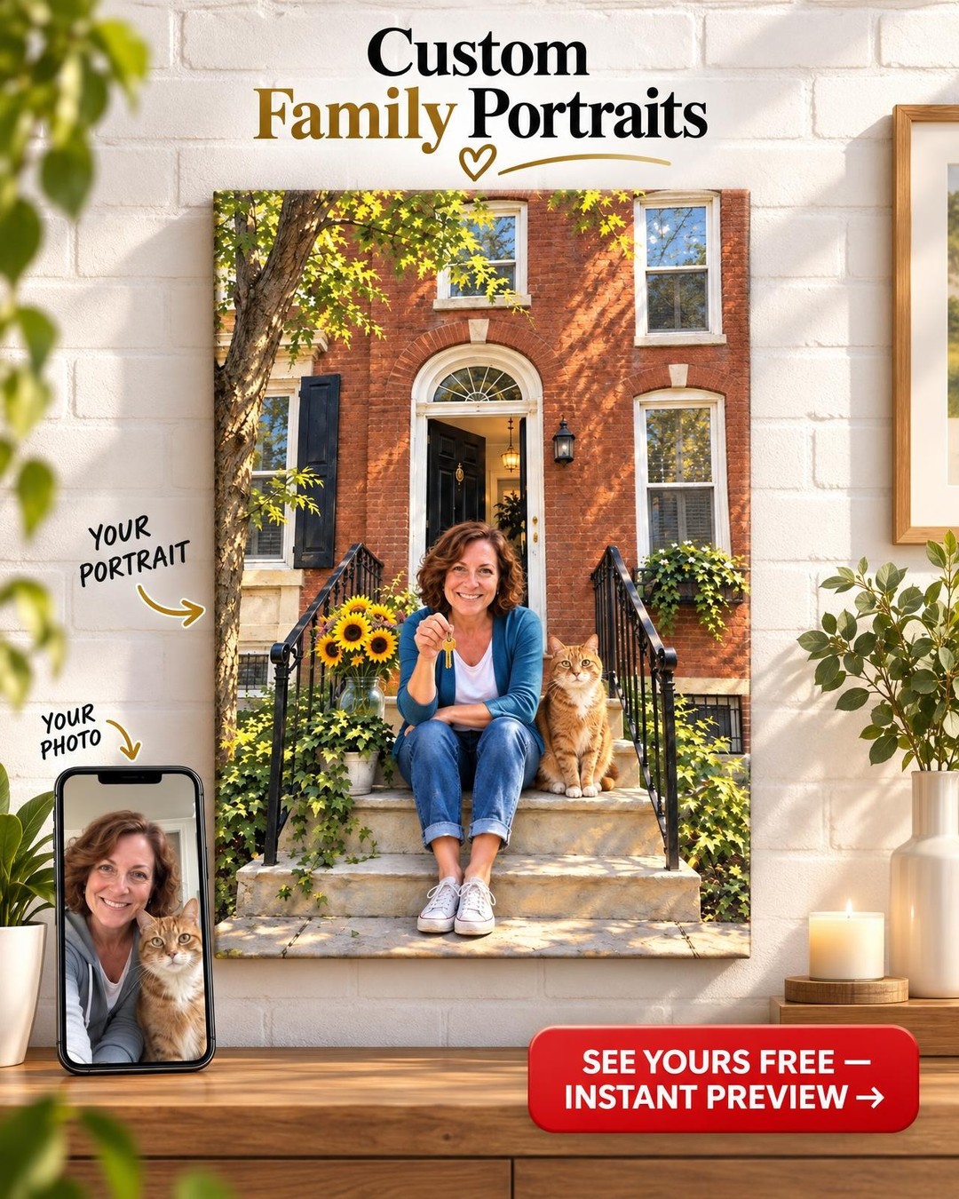 She Bought a House Custom Portrait from Photo | Personalized New Homeowner Gift for Her
