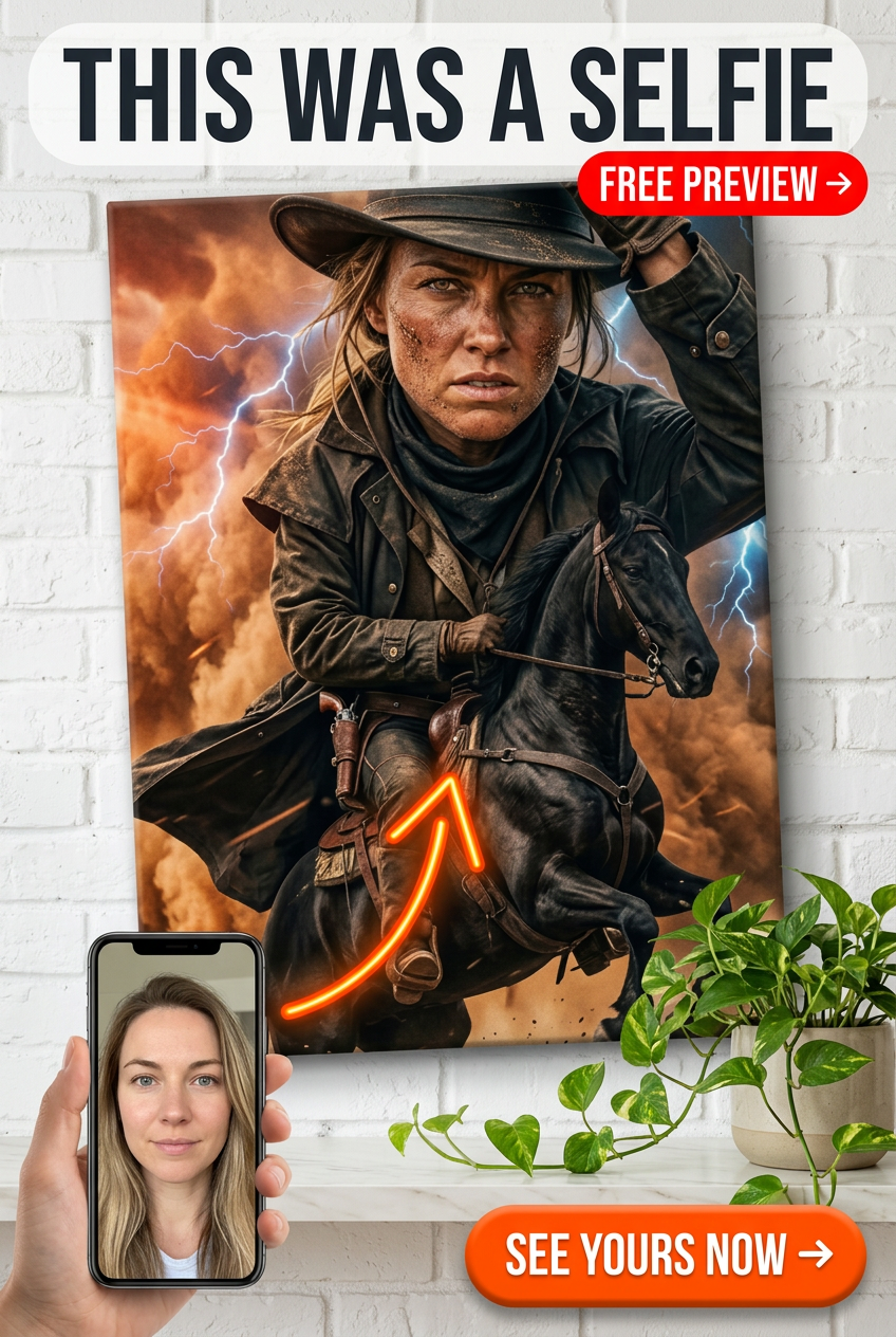 Desert Storm Cowgirl Portrait | Personalized Cowgirl Gift