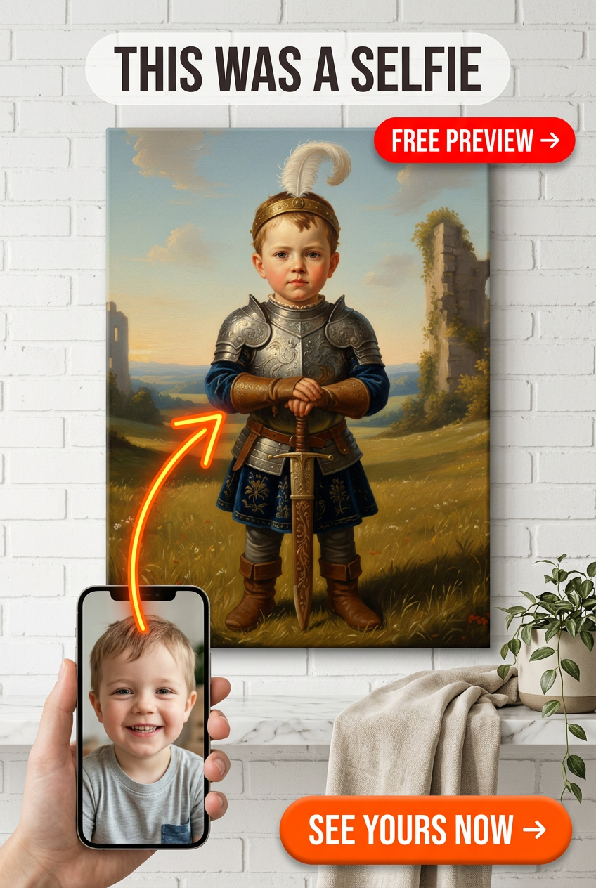 Custom Knight Portrait for Boys — Heroic Armor Canvas Art
